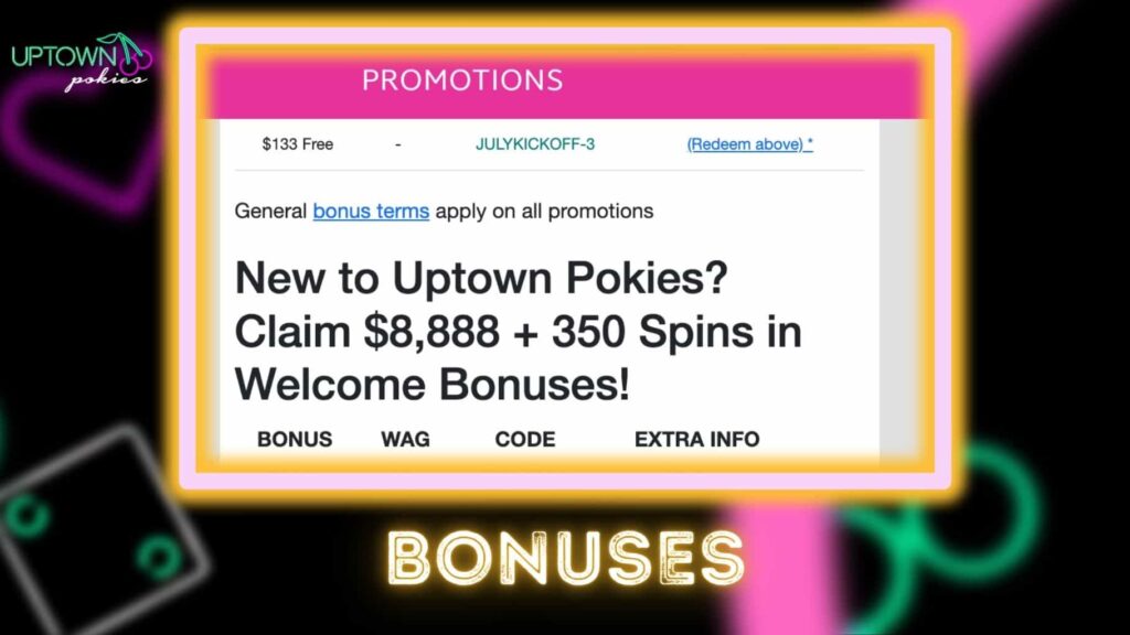 Uptown Pokies Australian casino bonuses