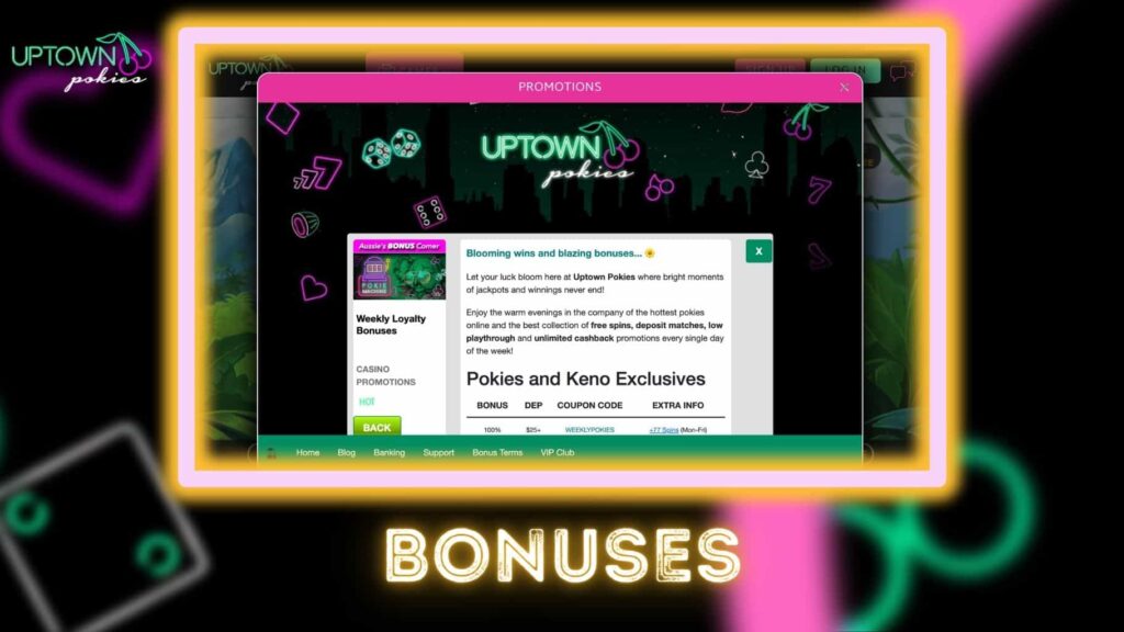 Uptown Pokies casino bonuses