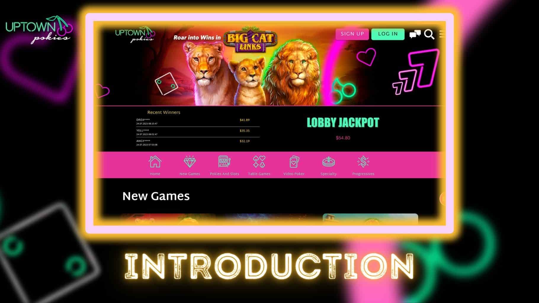 Uptown Pokies Casino Interface